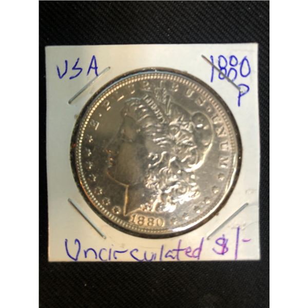 1880 US MORGAN SILVER DOLLAR PHILADELPHIA MINT UNCIRCULATED