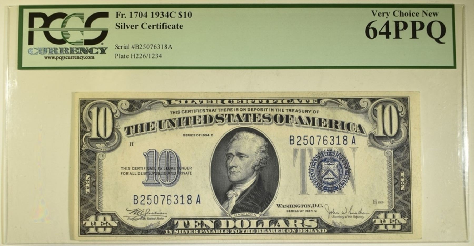 1934 C $10 SILVER CERTIFICATE PCGS 64 PPQ 1934 C $10 SILVER CERTIFICATE PCGS 64 PPQ