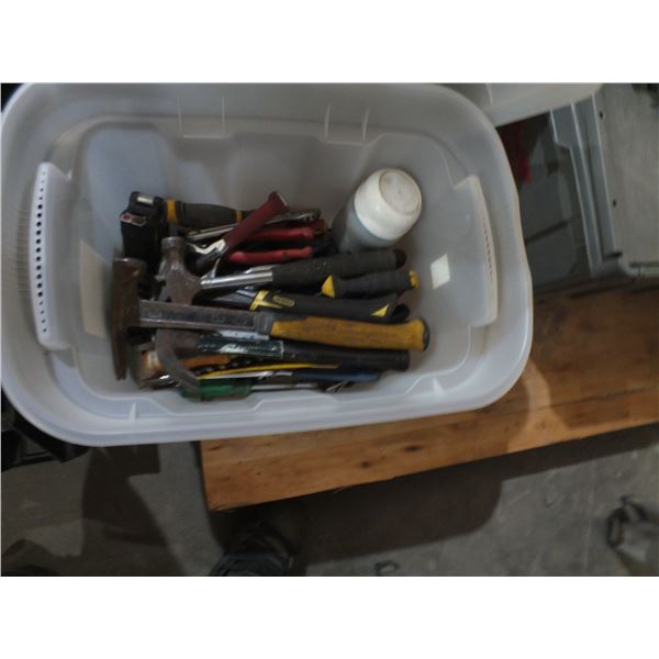 Tub Of Hammers & Small Hand Tools