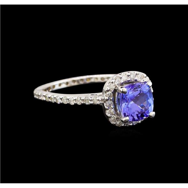 14KT White Gold 1.11 ctw Tanzanite and Diamond Ring