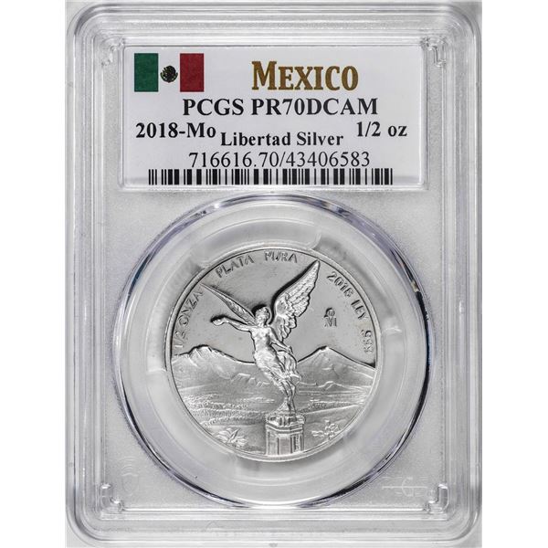 2018-Mo Mexico Proof 1/2 oz Silver Libertad Coin PCGS PR70DCAM