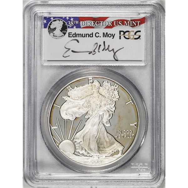 2008-W $1 Proof American Silver Eagle Coin PCGS PR69DCAM Edmund Moy Signature