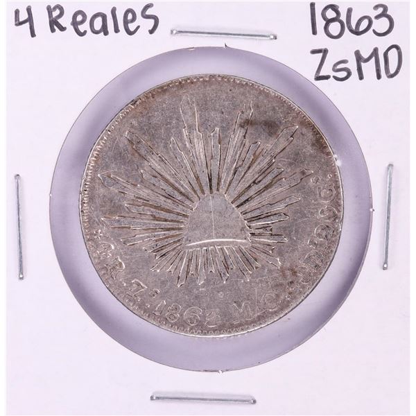 1863 ZsMO Mexico 4 Reales Silver Coin