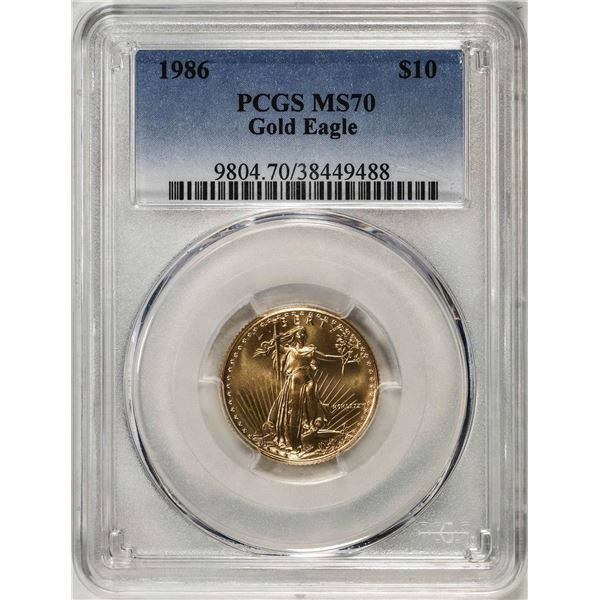 1986 $10 American Gold Eagle Coin PCGS MS70