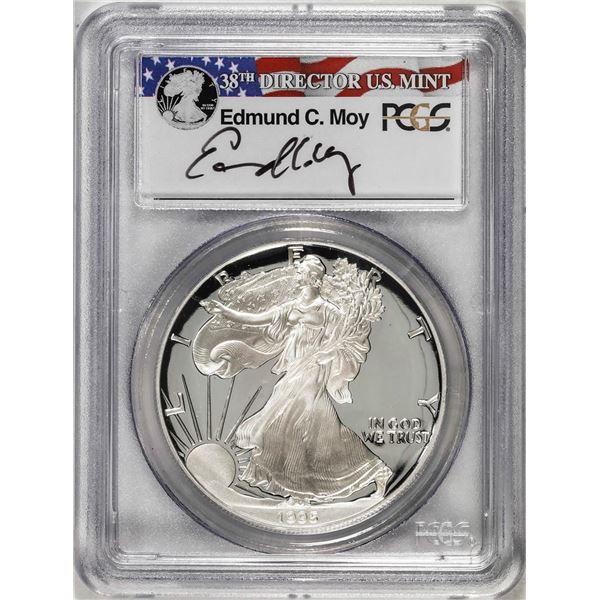 1995-P $1 Proof American Silver Eagle Coin PCGS PR69DCAM Edmund Moy Signature