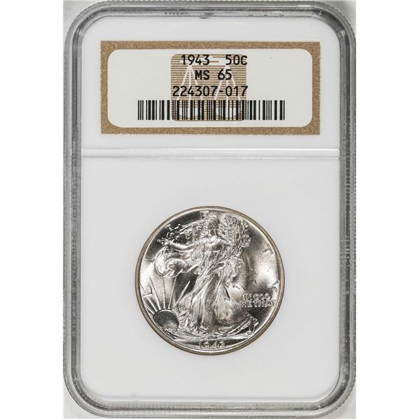 1943 Walking Liberty Half Dollar Coin NGC MS65