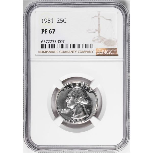 1951 Proof Washington Quarter Coin NGC PF67