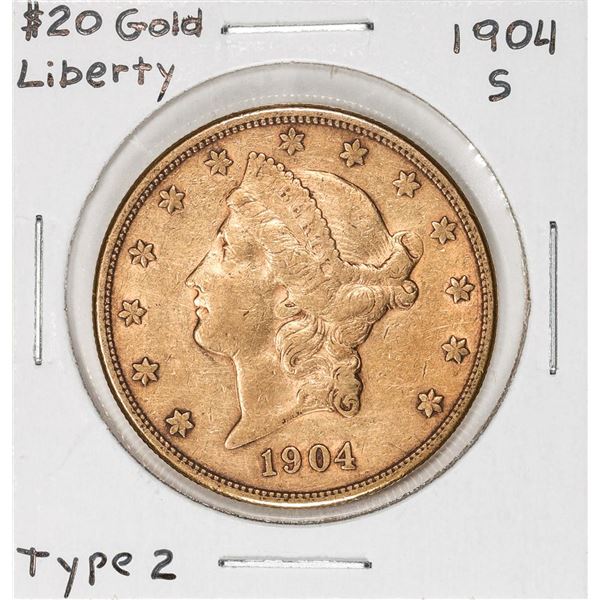 1904-S Type 2 $20 Liberty Head Double Eagle Gold Coin