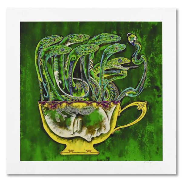 Lu Hong "Medusa In Tea Cup 3" Limited Edition Mixed Media On Rice Paper
