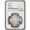 Image 1 : 1886 $1 Morgan Silver Dollar Coin NGC MS62 Nice Toning