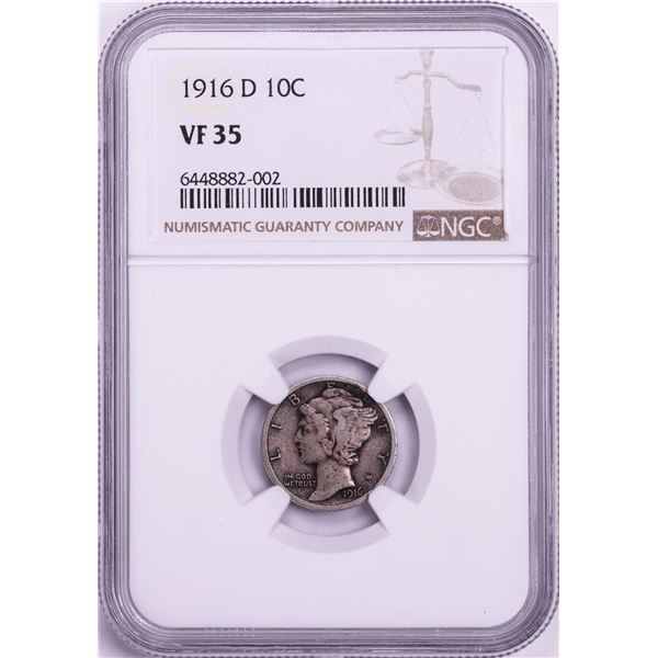 1916-D Mercury Dime Coin NGC VF35