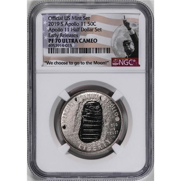 2019-S Proof Apollo 11 Commemorative Half Dollar Coin NGC PF70 Ultra Cameo ER