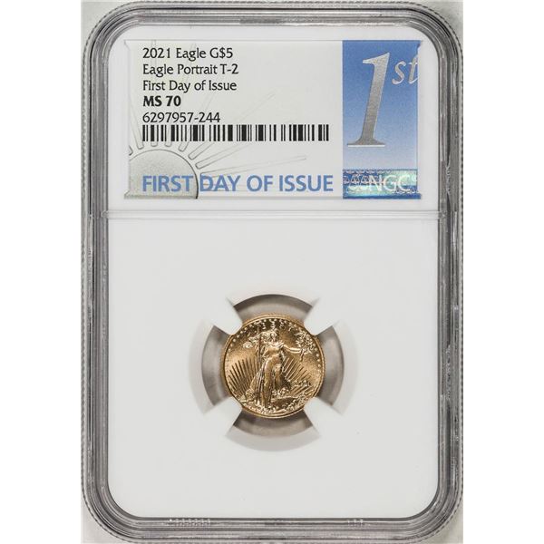 2021 Type 2 $5 American Gold Eagle Coin NGC MS70 First Day of Issue