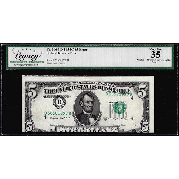 1977 $20 Federal Reserve Note Misaligned Overprint Cutting Error Legacy Very Fine 35