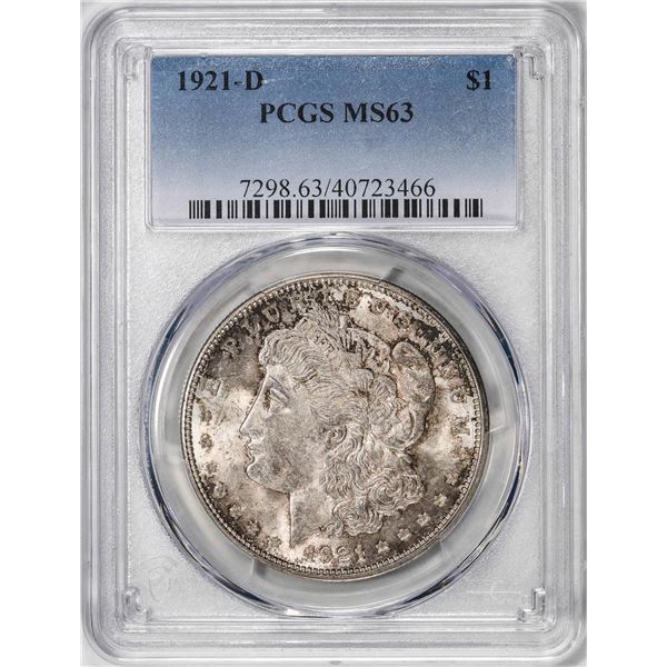 1921-D $1 Morgan Silver Dollar Coin PCGS MS63