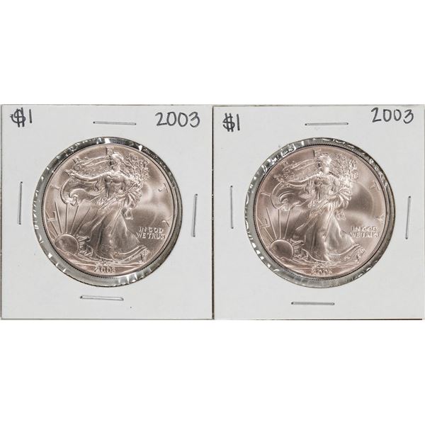 Lot of (2) 2003 $1 American Silver Eagle Coins