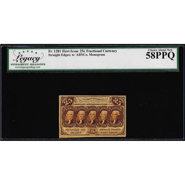 1862 First Issue 25 Cent Fractional Currency Note Fr.1281 Legacy Choice About New 58PPQ