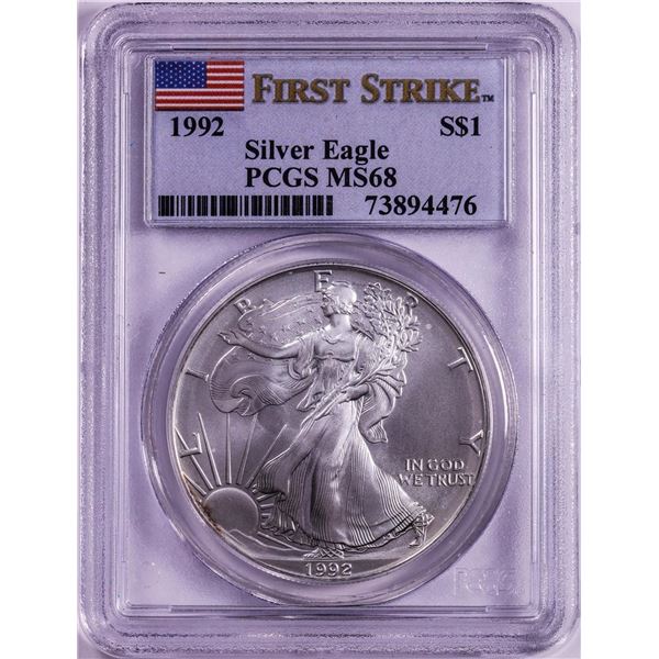 1992 $1 American Silver Eagle Coin PCGS MS68 First Strike