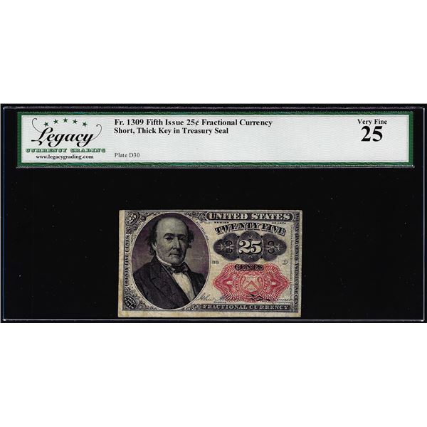 1874 Fifth Issue 25 Cent Fractional Currency Note Fr.1309 Legacy Very Fine 25