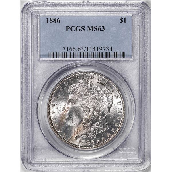 1886 $1 Morgan Silver Dollar Coin PCGS MS63