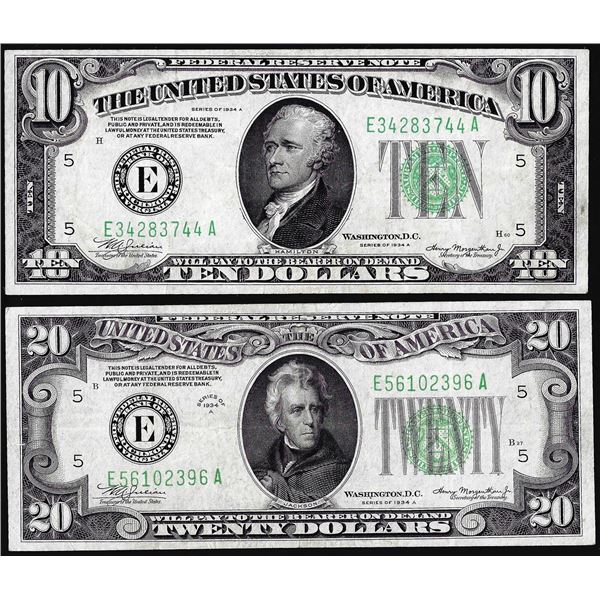 Lot of 1934A $10 & $20 Federal Reserve Notes Richmond