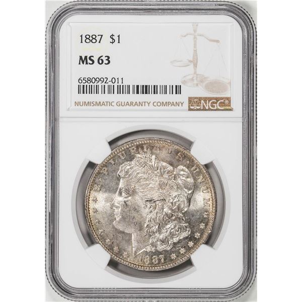 1887 $1 Morgan Silver Dollar Coin NGC MS63