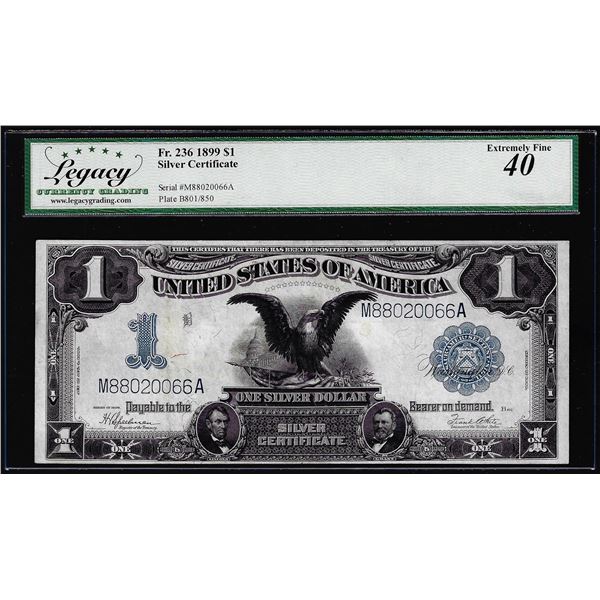 1899 $1 Black Eagle Silver Certificate Note Fr.236 Legacy Extremely Fine 40
