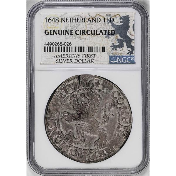 1648 Netherland Dutch Lion Daalder Silver Coin NGC Genuine Circulated