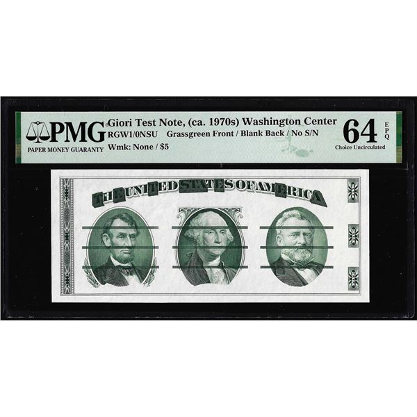 Circa 1970's Washington Center Giori Test Note PMG Choice Uncirculated 64EPQ