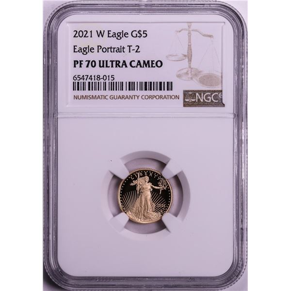 2021-W Type 2 $5 Proof American Gold Eagle Coin NGC PF70 Ultra Cameo