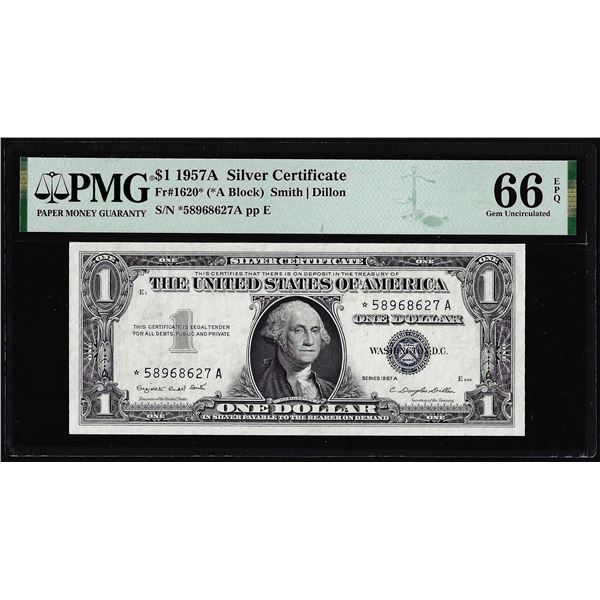 1957A $1 Silver Certificate STAR Note Fr.1620* PMG Gem Uncirculated 66EPQ