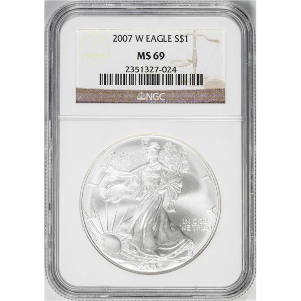 2007-W $1 Burnished American Silver Eagle Coin NGC MS69