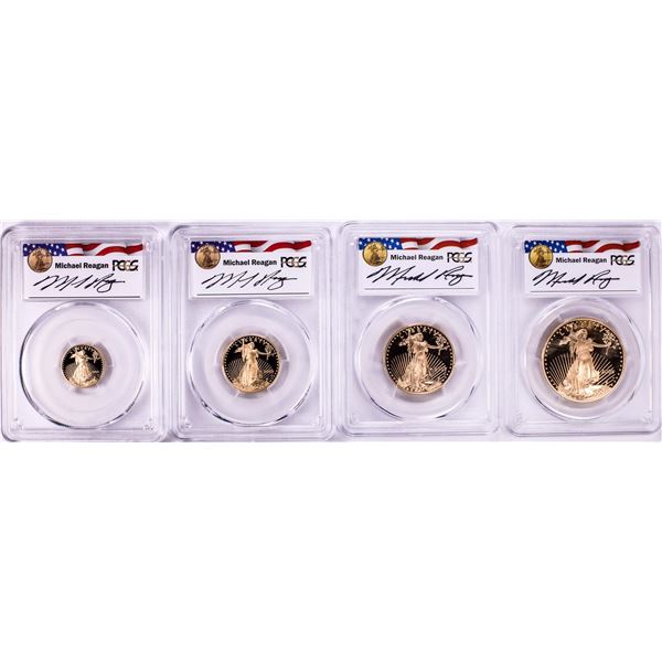 2005-W Proof American Gold Eagle (4) Coin Set PCGS PR70DCAM Michael Reagan Signature