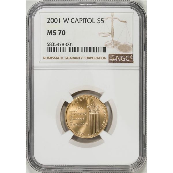 2001-W $5 Capitol Visitor Center Commemorative Gold Coin NGC MS70