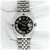 Image 3 : Rolex Men's Stainless Steel Black Roman Diamond & Sapphire Datejust Wristwatch
