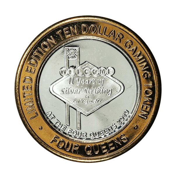 .999 Fine Silver Four Queens Las Vegas, NV $10 Limited Edition Gaming Token