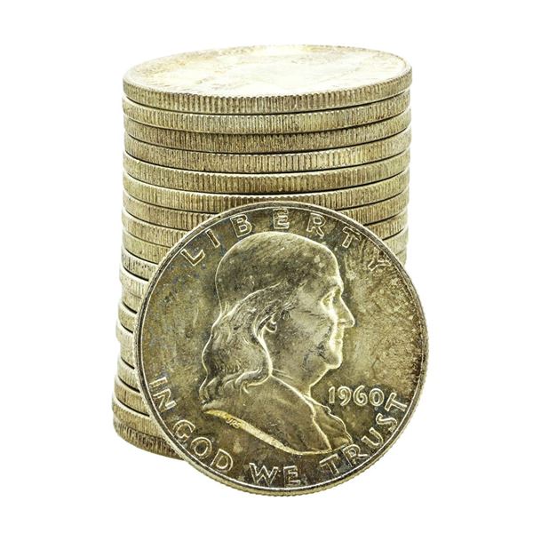 Roll of (20) Brilliant Uncirculated 1960-D Franklin Half Dollar Coins