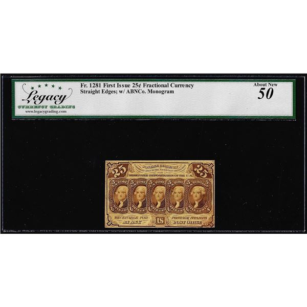 1862 First Issue 25 Cent Fractional Currency Note Fr.1281 Legacy About New 50