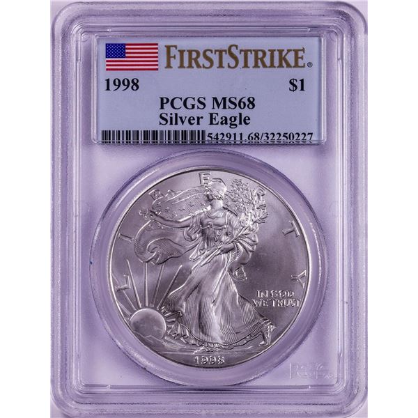 1998 $1 American Silver Eagle Coin PCGS MS68 First Strike