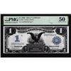 Image 1 : 1899 $1 Black Eagle Silver Certificate Note Fr.233 PMG About Uncirculated 50