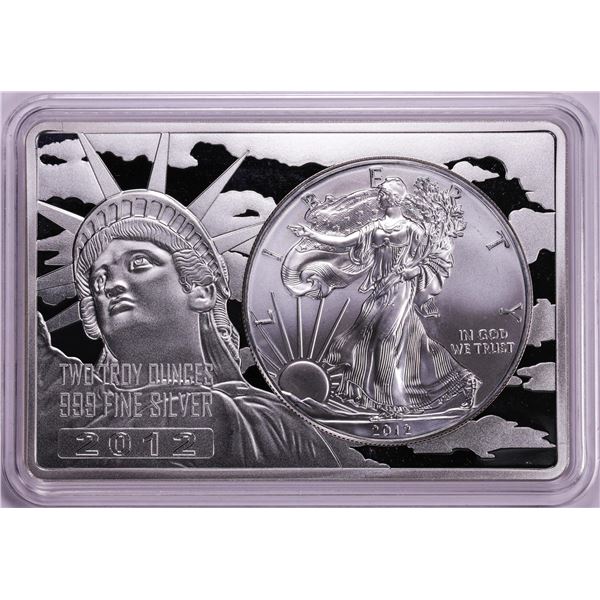 2012 $1 American Silver Eagle Coin & 2oz Silver Bar Set