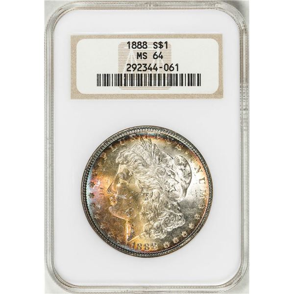 1888 $1 Morgan Silver Dollar Coin NGC MS64 Amazing Toning