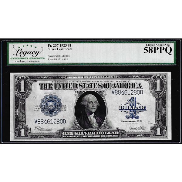 1923 $1 Silver Certificate Note Fr.237 Legacy Choice About New 58PPQ