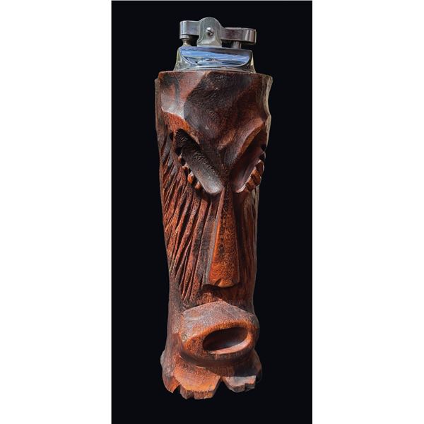 EARLY CARVED POLYNESIAN NOVELTY TABLE LIGHTER.