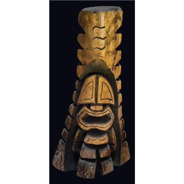 CARVED OCEANIC ARTS POLYNESIAN GOD FIGURAL PALM FROND.