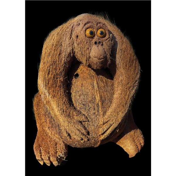 EXCEPTIONAL CARVED COCONUT MONKEY.