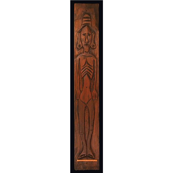 VERY EARLY LEROY SCHMALTZ EASTER ISLAND ANCESTOR FIGURE PANEL.