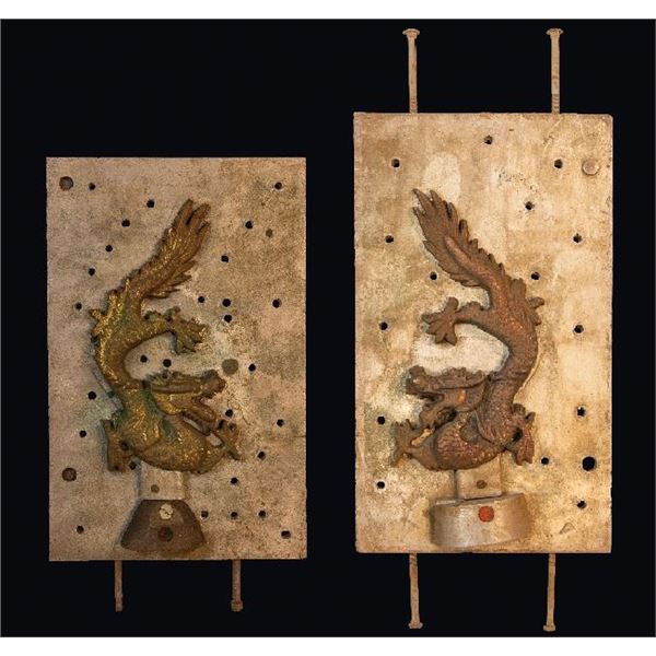 SET OF CHINESE DRAGON DOOR PULL CASTING MOLD MASTERS - LEFT and RIGHT FACING.