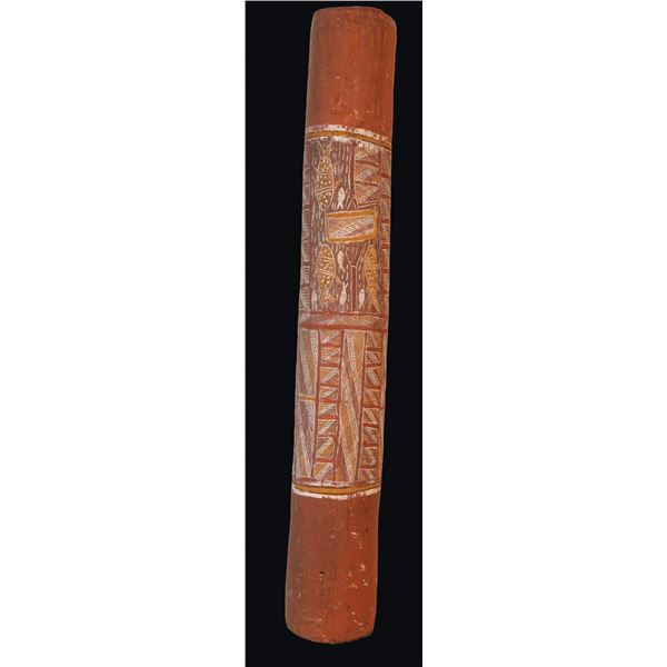 ABORIGINAL TIKI PAINTED RELIQUARY CONTAINER.