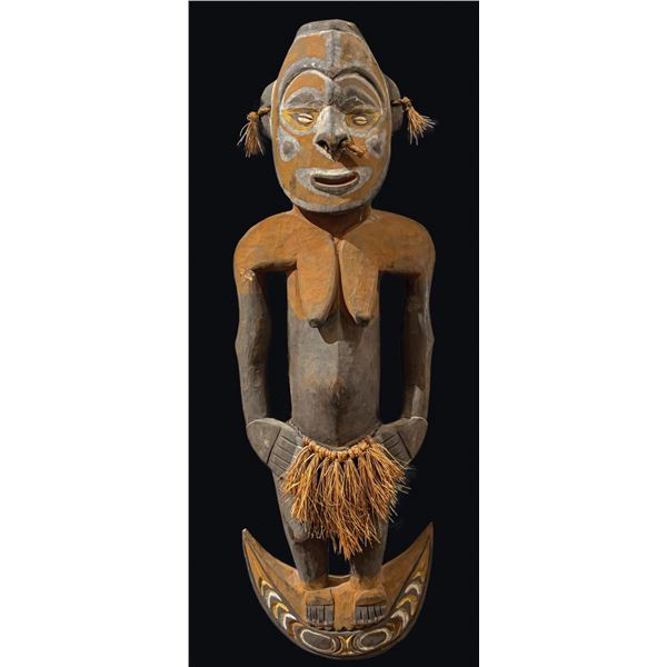PAPUA NEW GUINEA FEMALE SUSPENSION SKULL HOOK FIGURE.